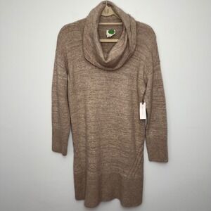 Anthropologie Sonoran Sweater Wool Cashmere Blend Dress Cowl‎ Neck Knit Tan M
